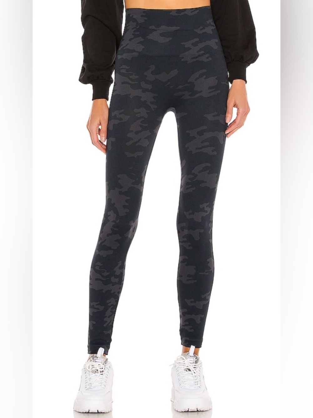 SPANX Look At Me Now Leggings Black Camo High Rise Shaping Seamless L NWT